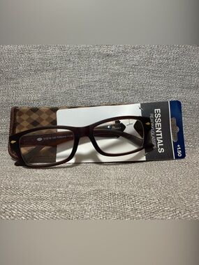 +1.50 Essentials Brown Rectangular Reading Glasses
